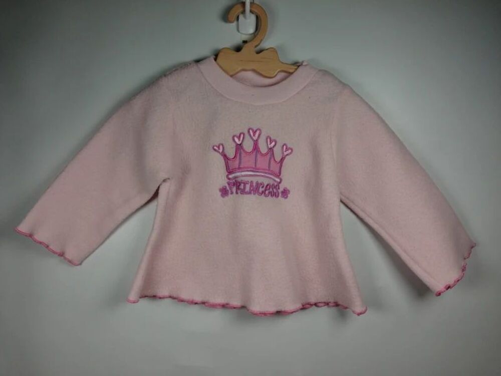 Y2K Little Lindsey Girl Pink Fleece Princess Crown Top 24 Month Lettuce Hem Cozy